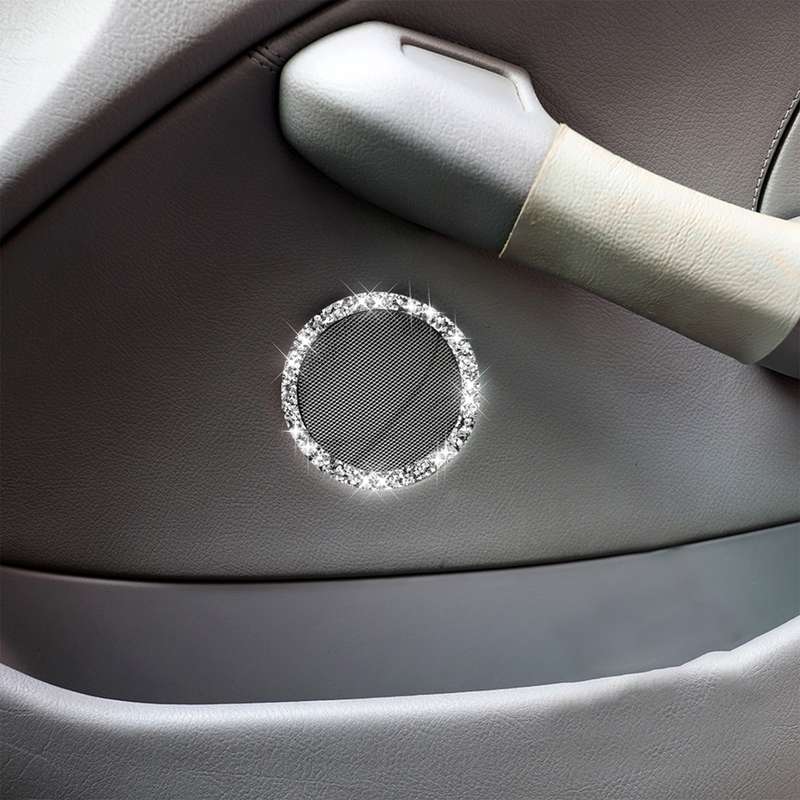 For BMW Series 3 E46 1998-2005 Car Horn Circle Diamond Decoration Sticker, Left and Right Drive