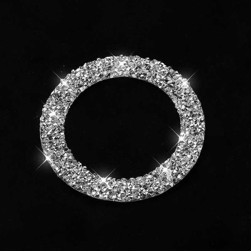 For BMW Series 3 E46 1998-2005 Car Steering Wheel Logo Circle Diamond Decoration Sticker, Left and R