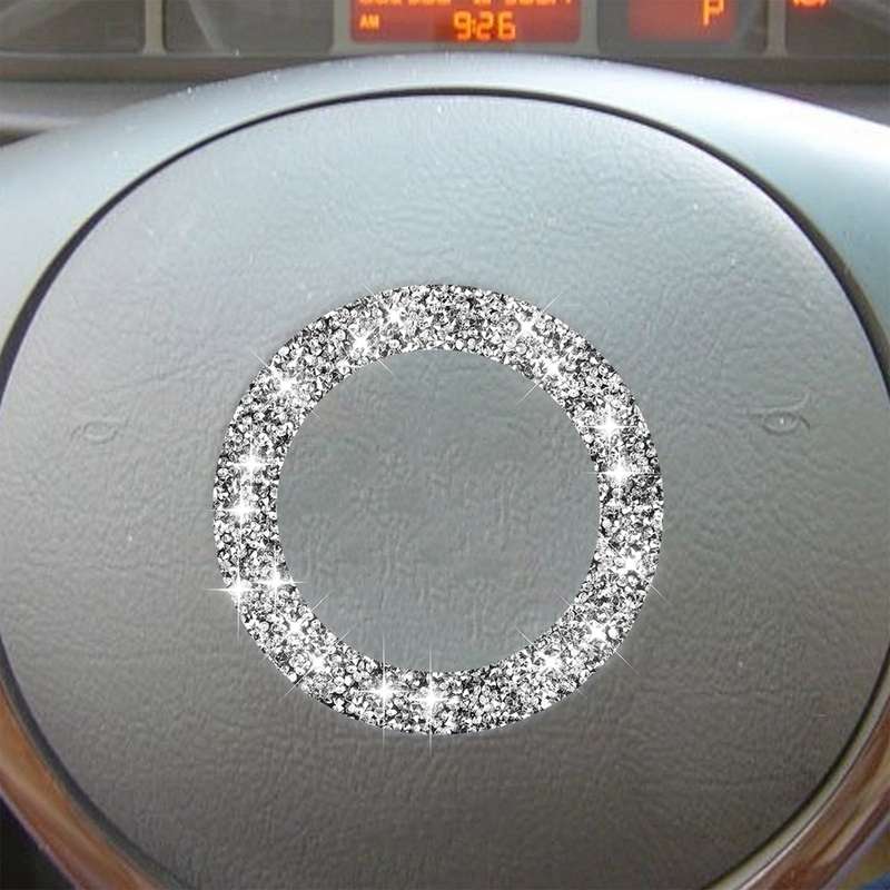 For BMW Series 3 E46 1998-2005 Car Steering Wheel Logo Circle Diamond Decoration Sticker, Left and R