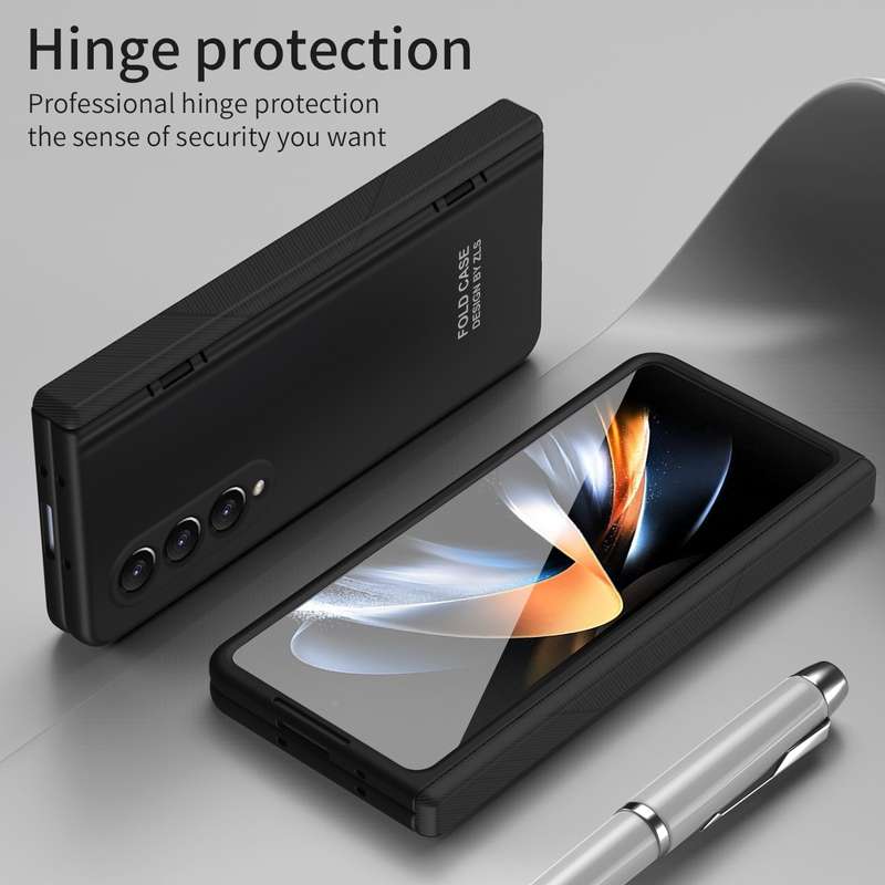 For Samsung Galaxy Z Fold4 5G Extraordinary Series Hinged Folding Full Phone Case with Pen Slot & St