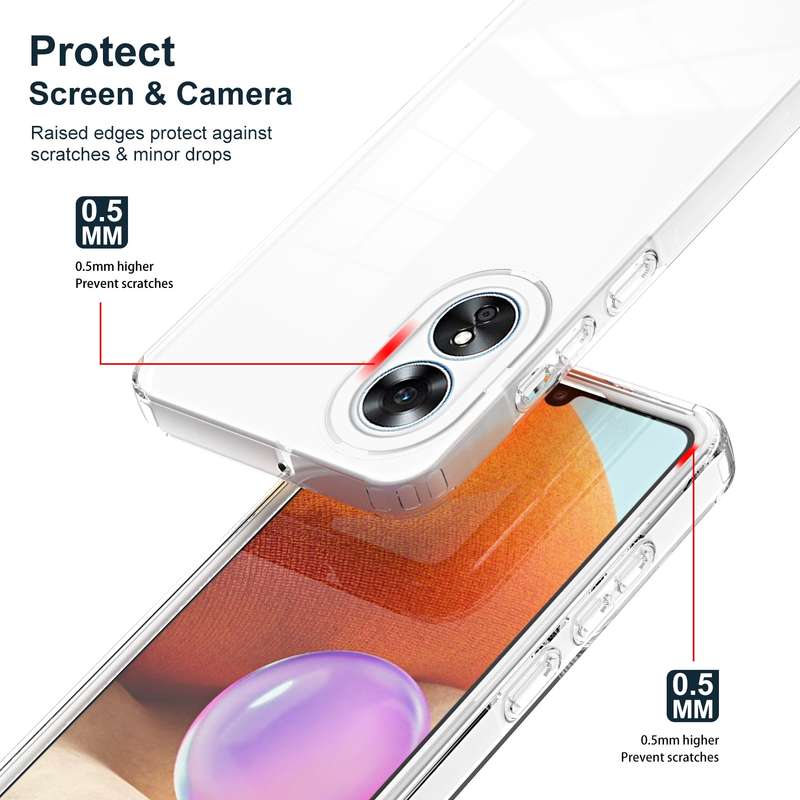 For OPPO A38 3 in 1 Clear TPU Color PC Frame Phone Case(Black)