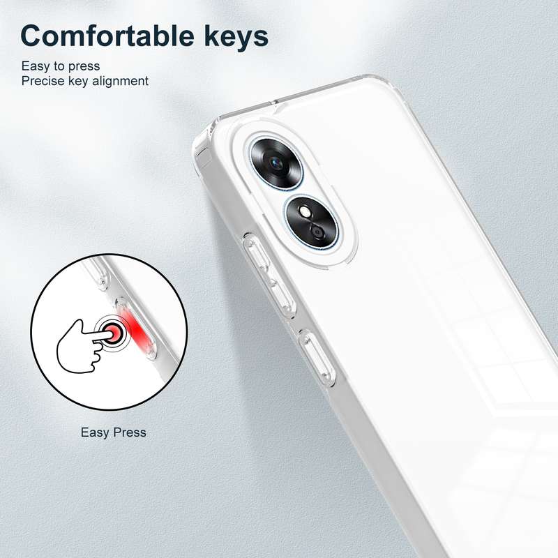For OPPO A38 3 in 1 Clear TPU Color PC Frame Phone Case(Black)