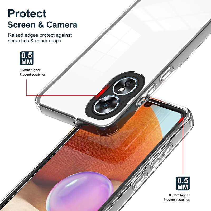 For OPPO A38 3 in 1 Clear TPU Color PC Frame Phone Case(Black)