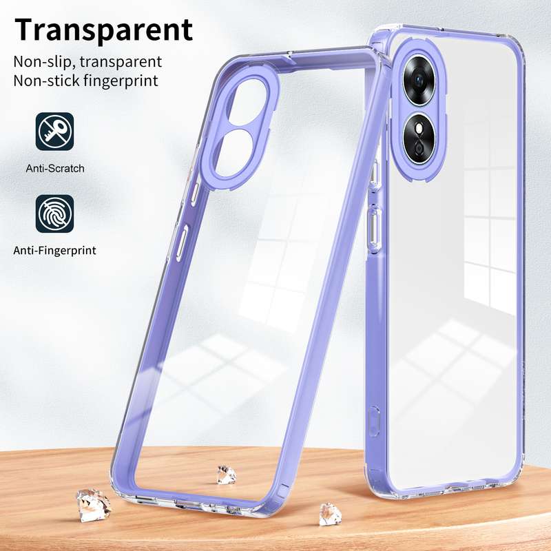 For OPPO A38 3 in 1 Clear TPU Color PC Frame Phone Case(Black)