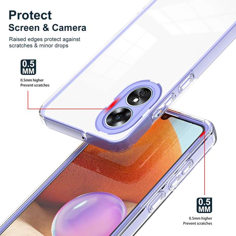 For OPPO A38 3 in 1 Clear TPU Color PC Frame Phone Case(Black)