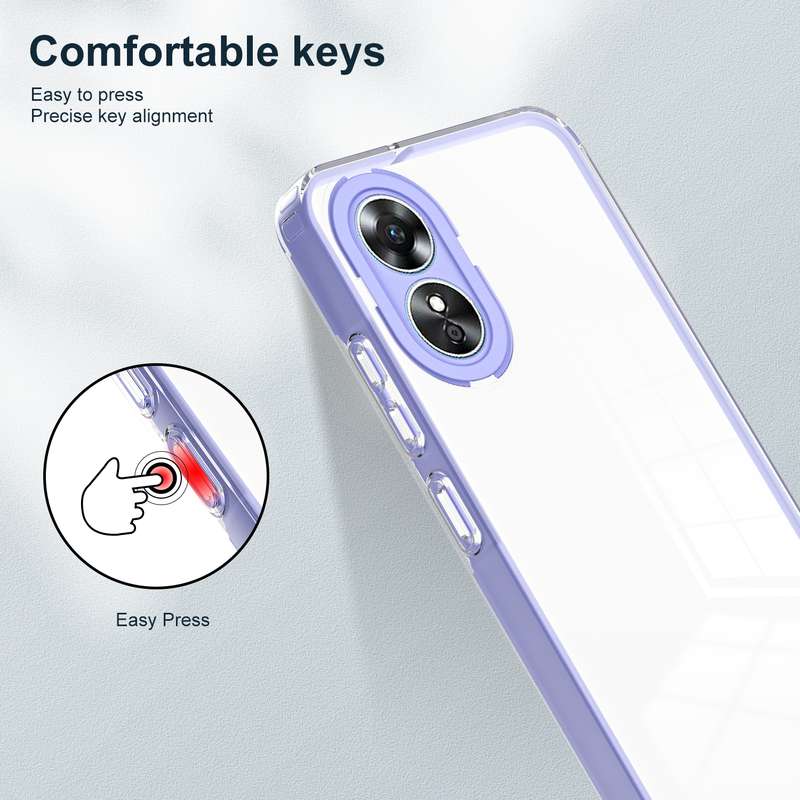 For OPPO A38 3 in 1 Clear TPU Color PC Frame Phone Case(Black)
