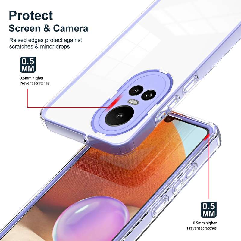 For OPPO Reno10 5G/Reno10 Pro 5G 3 in 1 Clear TPU Color PC Frame Phone Case(Purple)