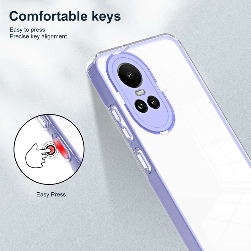 For OPPO Reno10 5G/Reno10 Pro 5G 3 in 1 Clear TPU Color PC Frame Phone Case(Purple)