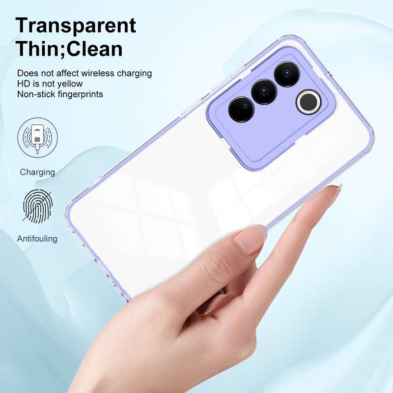 For OPPO Reno10 5G/Reno10 Pro 5G 3 in 1 Clear TPU Color PC Frame Phone Case(Purple)