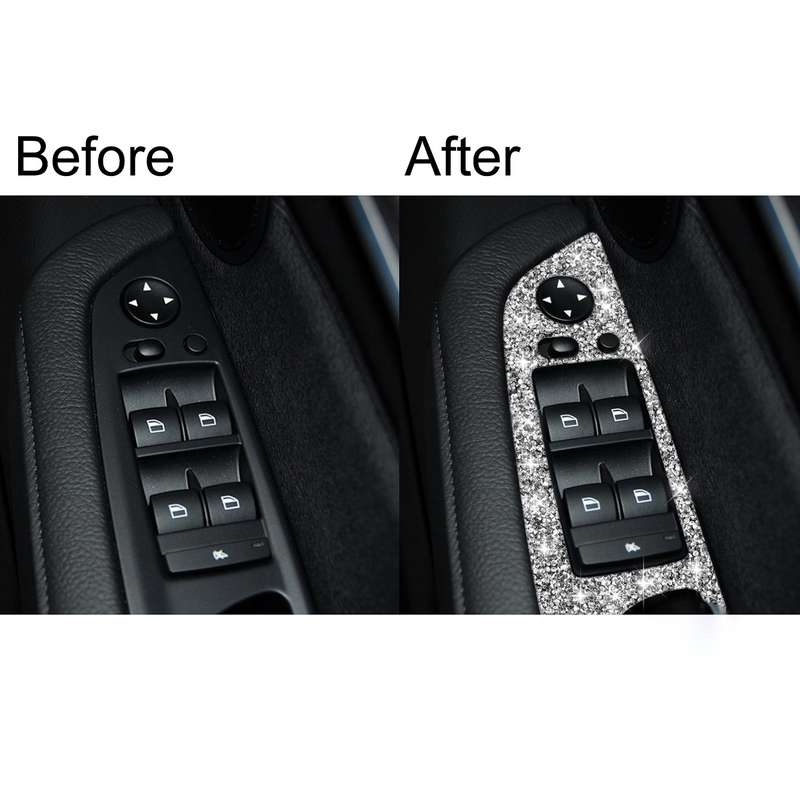 For BMW X5 E70 2008-2013 / X6 E71 2009-2014 Car Window Lift Panel Diamond Decoration Sticker, High C