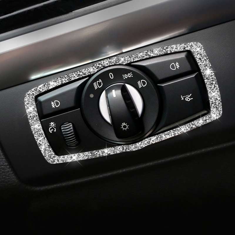 For BMW X5 E70 / X6 E71 2008-2013 Car Headlight Switch Frame Diamond Decoration Sticker, Left and Ri