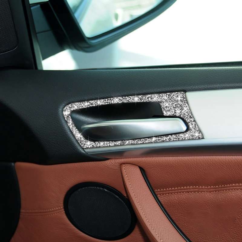 For BMW X5 E70 / X6 E71 2008-2014 Car Door Inner Handle Frame Diamond Decoration Sticker, Left and R