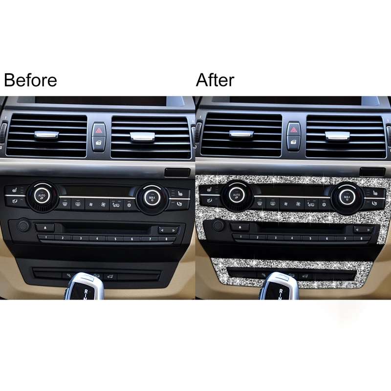 For BMW X5 E70 2008-2013 / X6 E71 2009-2014 Car Air Conditioner Set Diamond Decoration Sticker, Left