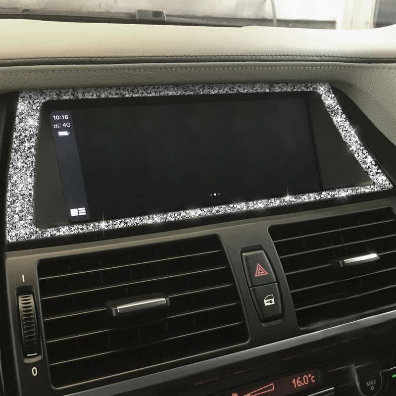 For BMW X5 E70 / X6 E71 2008-2013 Car Navigation Frame Diamond Decoration Sticker, Left and Right Dr