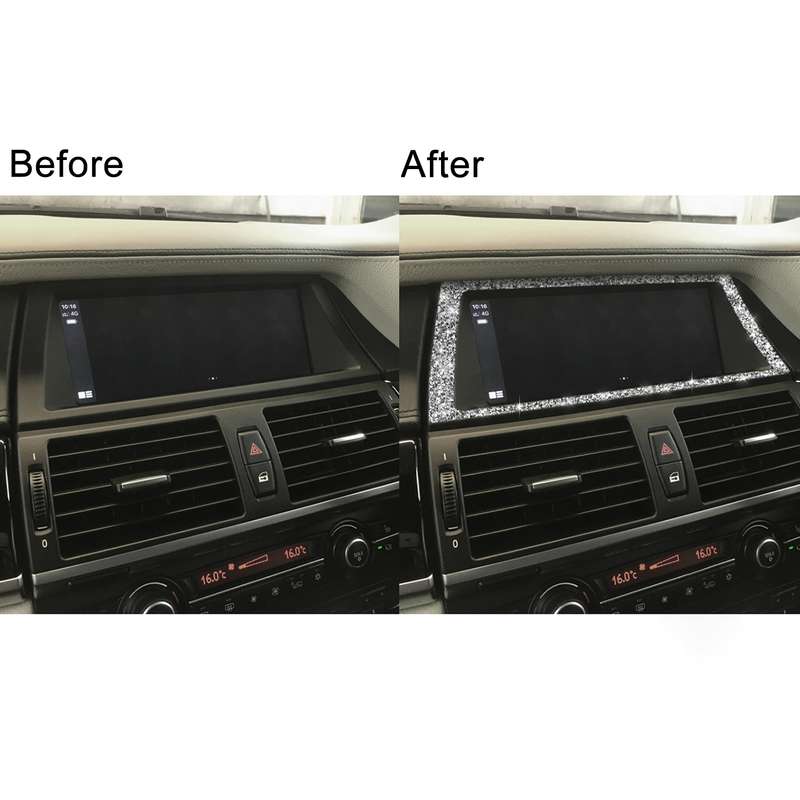 For BMW X5 E70 / X6 E71 2008-2013 Car Navigation Frame Diamond Decoration Sticker, Left and Right Dr