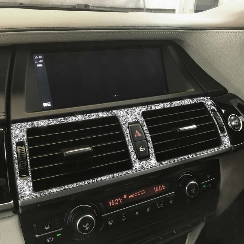 For BMW X5 E70 / X6 E71 2008-2013 Car Middle Air Outlet Diamond Decoration Sticker, Left and Right D