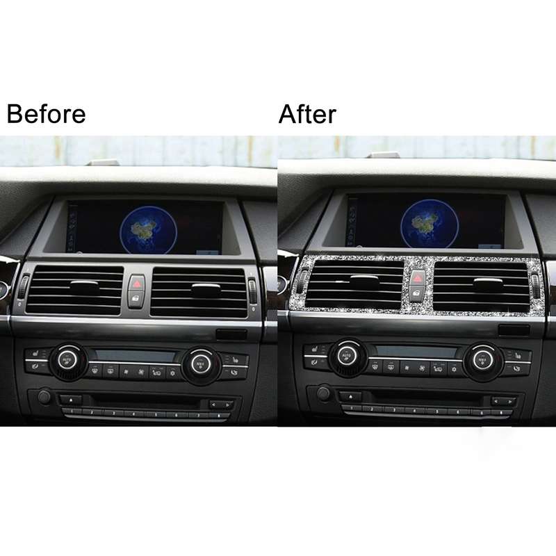 For BMW X5 E70 / X6 E71 2008-2013 Car Middle Air Outlet Diamond Decoration Sticker, Left and Right D