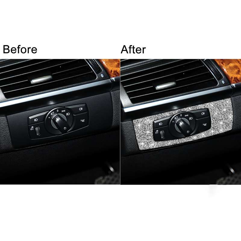 For BMW X5 E70 / X6 E71 2008-2013 Car Headlight Panel Diamond Decoration Sticker, Left Drive