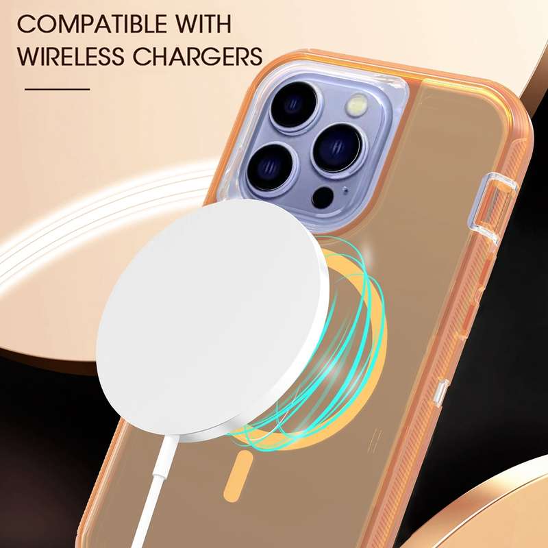 For iPhone 15 Shockproof MagSafe Magnetic Phone Case(Transparent Purple)