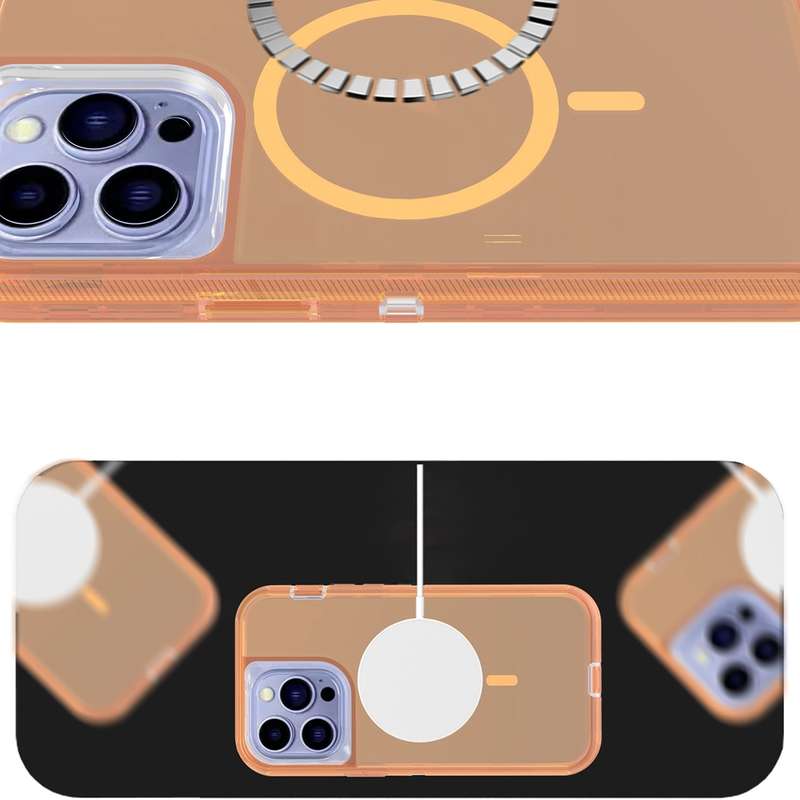 For iPhone 15 Shockproof MagSafe Magnetic Phone Case(Transparent Purple)