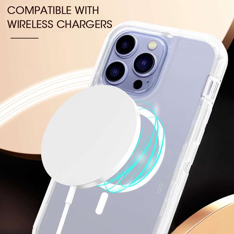 For iPhone 15 Shockproof MagSafe Magnetic Phone Case(Transparent Purple)