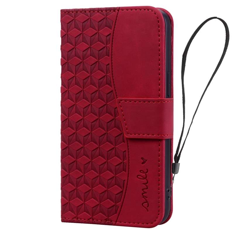 For Xiaomi Redmi Note 11 Business Diamond Buckle Leather Phone Case with Lanyard(Wine Red)