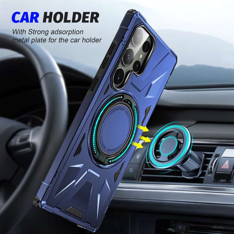 For Samsung Galaxy S24 Ultra 5G MagSafe Magnetic Shockproof Phone Case with Ring Holder(Red)