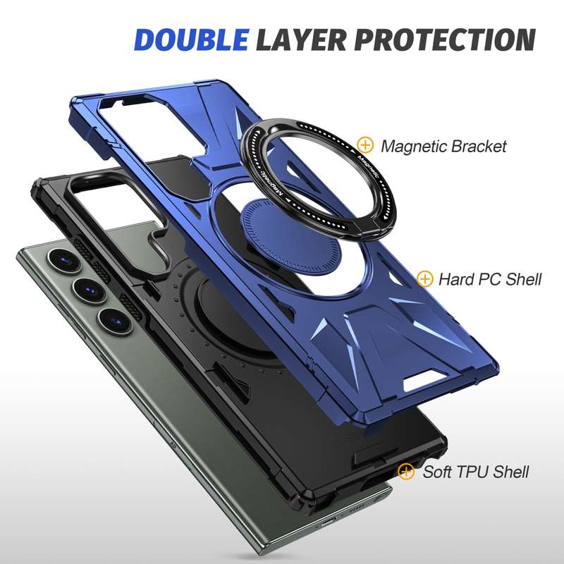 For Samsung Galaxy S24 Ultra 5G MagSafe Magnetic Shockproof Phone Case with Ring Holder(Red)