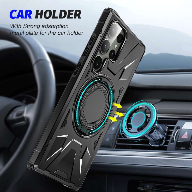 For Samsung Galaxy S24 Ultra 5G MagSafe Magnetic Shockproof Phone Case with Ring Holder(Red)