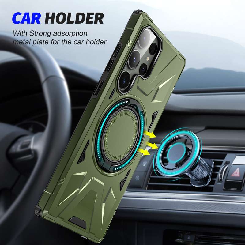 For Samsung Galaxy S24 Ultra 5G MagSafe Magnetic Shockproof Phone Case with Ring Holder(Red)