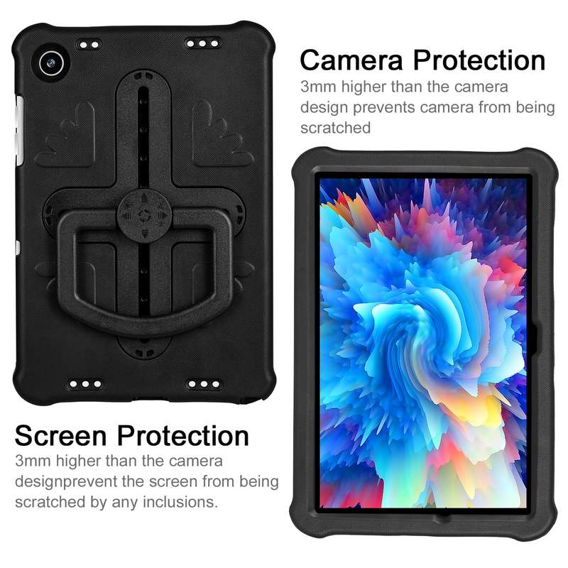 For Samsung Galaxy Tab A9+ Shield 360 Rotation Handle EVA Shockproof PC Tablet Case(Blue Black)