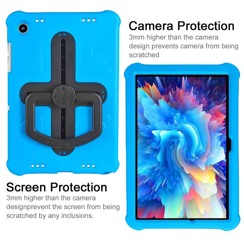 For Samsung Galaxy Tab A9+ Shield 360 Rotation Handle EVA Shockproof PC Tablet Case(Blue Black)