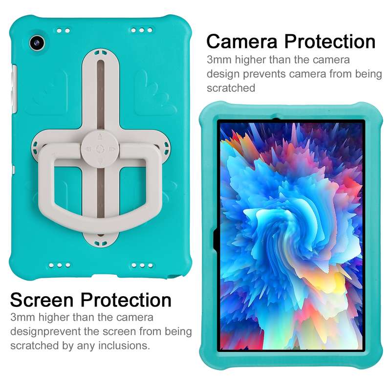 For Samsung Galaxy Tab A9+ Shield 360 Rotation Handle EVA Shockproof PC Tablet Case(Blue Black)