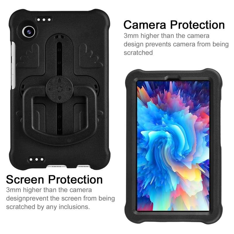 For Samsung Galaxy Tab A9 Shield 360 Rotation Handle EVA Shockproof PC Tablet Case(Black)