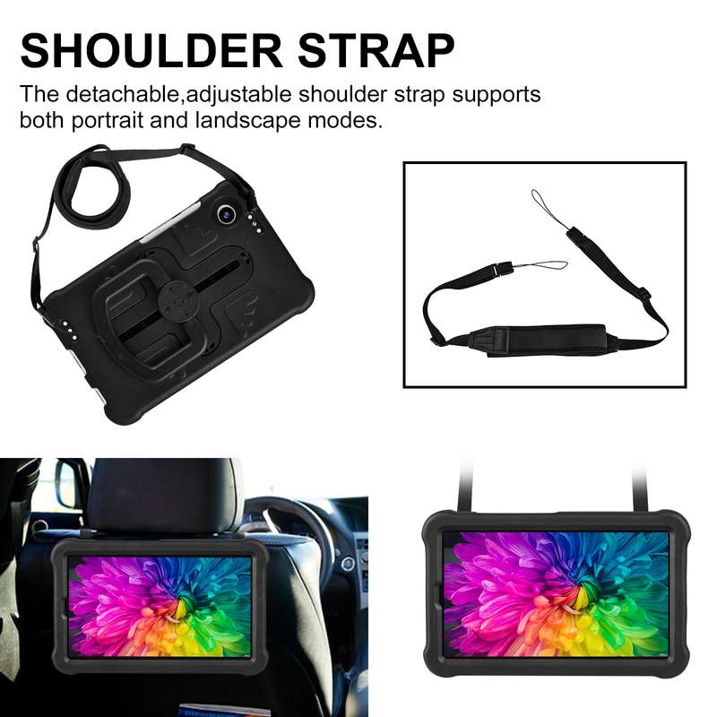 For Samsung Galaxy Tab A9 Shield 360 Rotation Handle EVA Shockproof PC Tablet Case(Black)