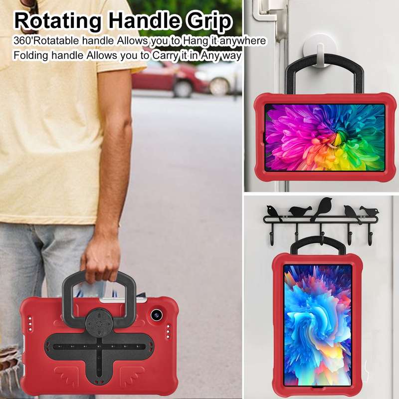 For Samsung Galaxy Tab A9 Shield 360 Rotation Handle EVA Shockproof PC Tablet Case(Black)
