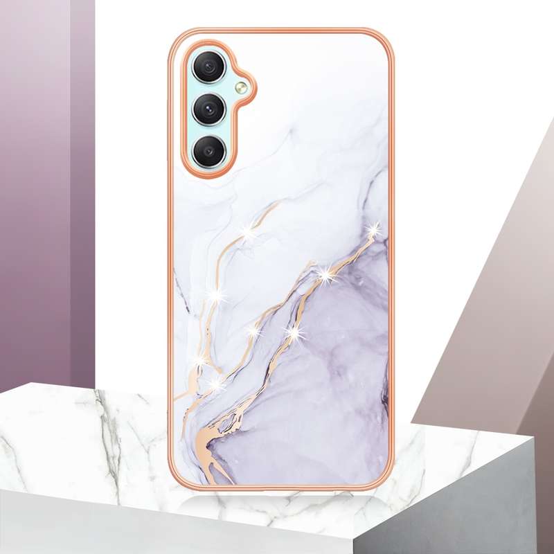 For Samsung Galaxy A25 5G Electroplating Marble Dual-side IMD Phone Case(Rose Gold 005)