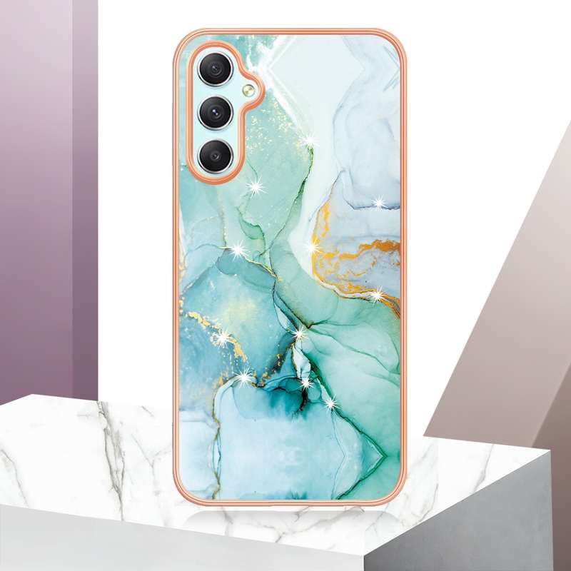 For Samsung Galaxy A25 5G Electroplating Marble Dual-side IMD Phone Case(Rose Gold 005)