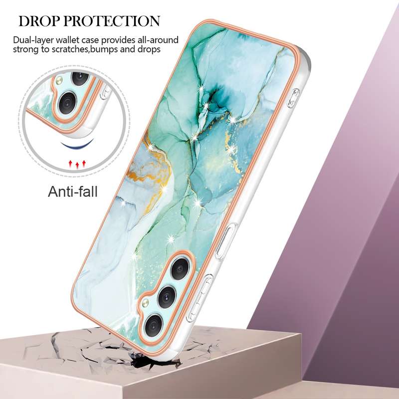 For Samsung Galaxy A25 5G Electroplating Marble Dual-side IMD Phone Case(Rose Gold 005)