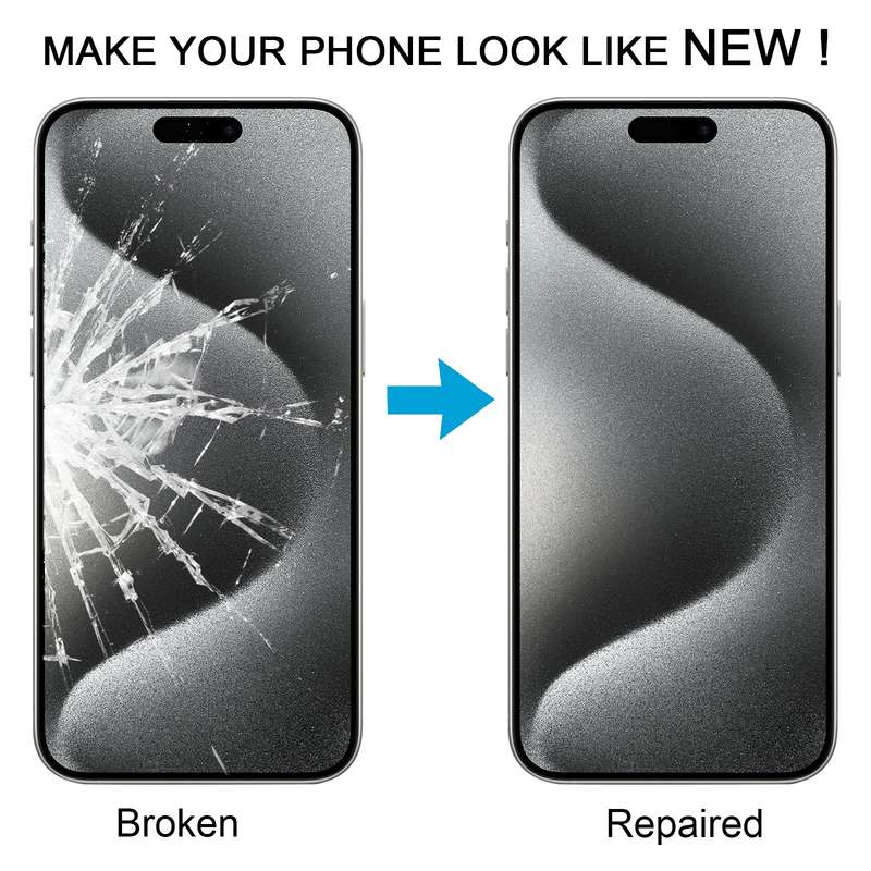 For iPhone 15 Pro Max Front Screen Outer Glass Lens with OCA Optically Clear Adhesive