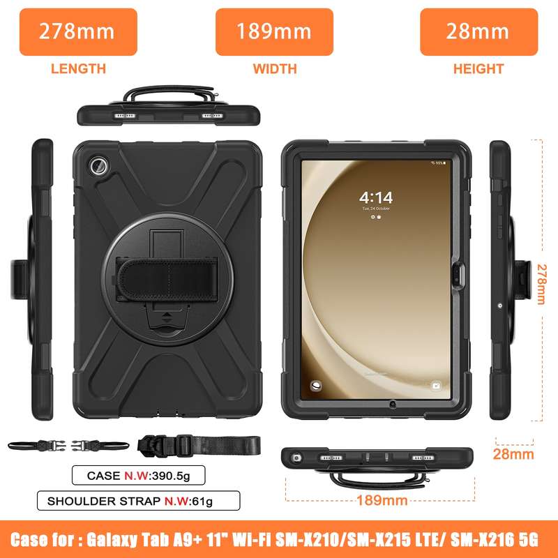 For Samsung Galaxy Tab A9+ Rotary Handle Grab TPU + PC Tablet Case(Green)