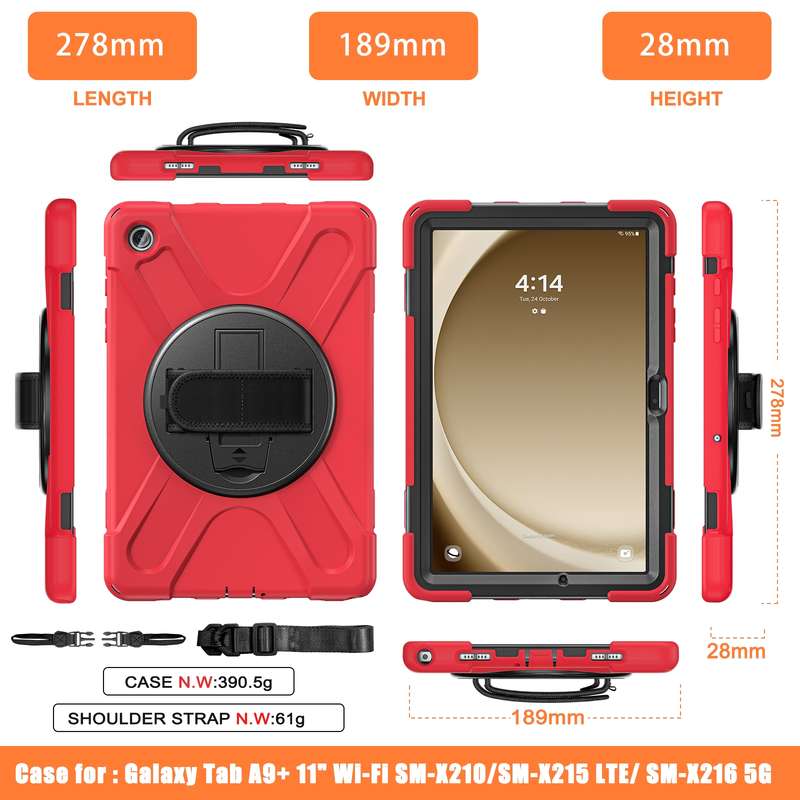 For Samsung Galaxy Tab A9+ Rotary Handle Grab TPU + PC Tablet Case(Green)