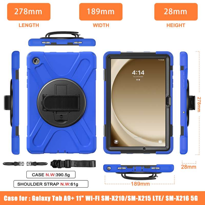 For Samsung Galaxy Tab A9+ Rotary Handle Grab TPU + PC Tablet Case(Green)