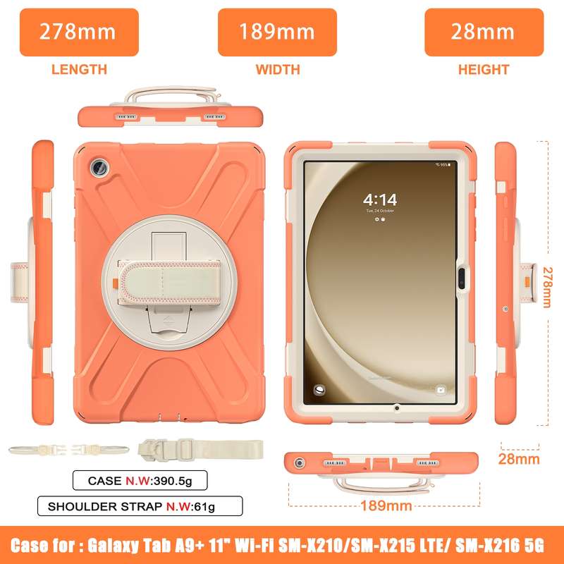 For Samsung Galaxy Tab A9+ Rotary Handle Grab TPU + PC Tablet Case(Green)