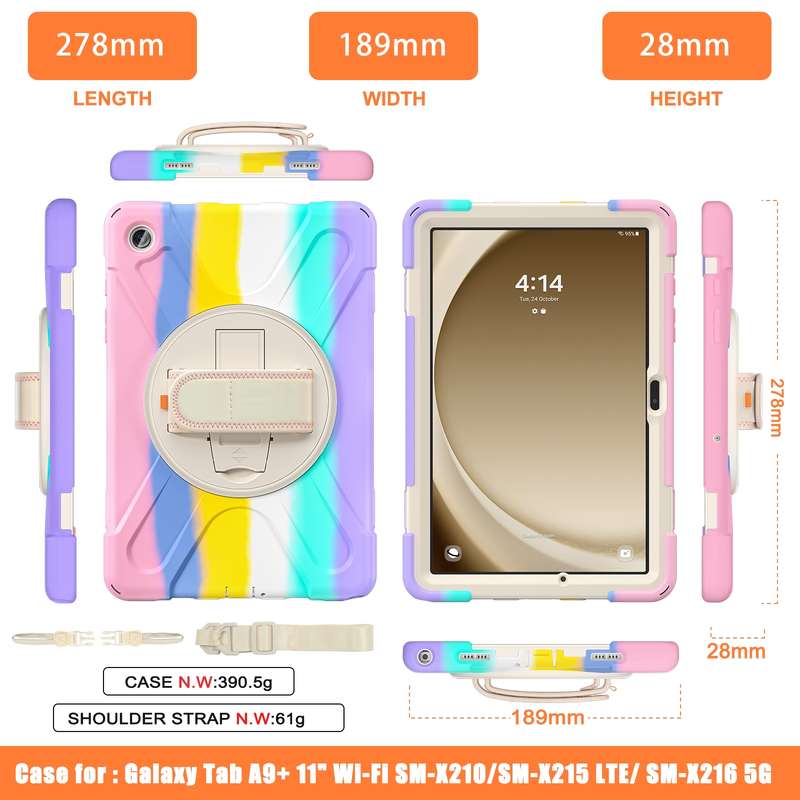 For Samsung Galaxy Tab A9+ Rotary Handle Grab TPU + PC Tablet Case(Green)