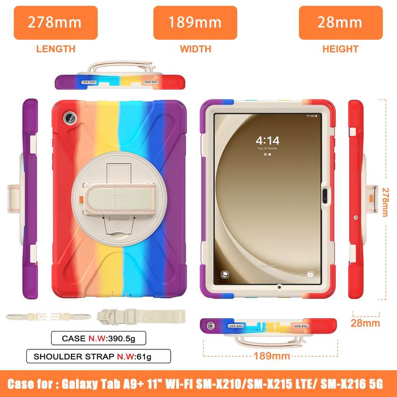 For Samsung Galaxy Tab A9+ Rotary Handle Grab TPU + PC Tablet Case(Green)