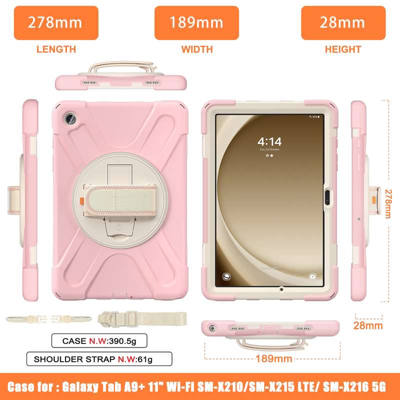 For Samsung Galaxy Tab A9+ Rotary Handle Grab TPU + PC Tablet Case(Green)
