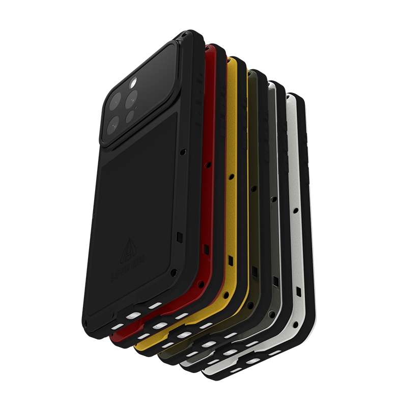 For iPhone 16 Pro LOVE MEI Metal Shockproof Life Waterproof Dustproof Phone Case(Black)