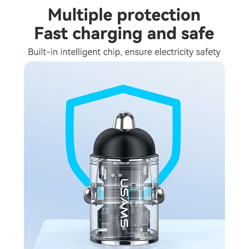 USAMS US-CC206 C38 PD30W USB + Type-C Dual Port Fast Charging Aluminum Alloy Car Charger(Tarnish)