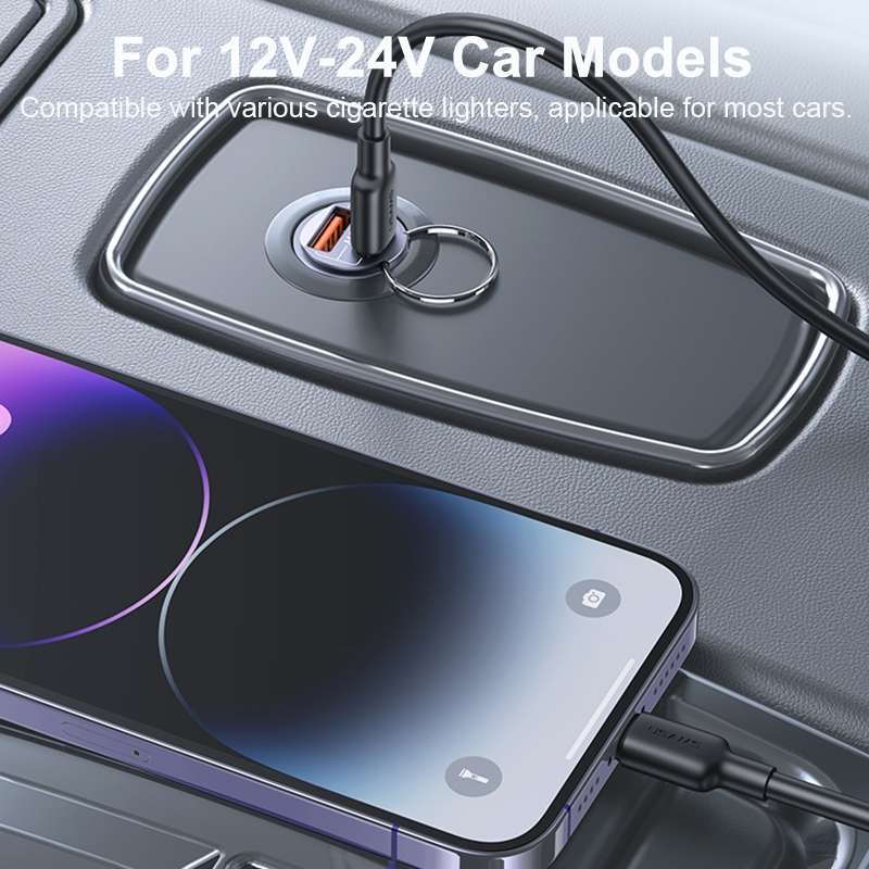 USAMS US-CC206 C38 PD30W USB + Type-C Dual Port Fast Charging Aluminum Alloy Car Charger(Tarnish)